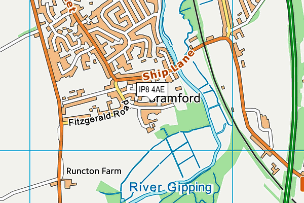 IP8 4AE map - OS VectorMap District (Ordnance Survey)