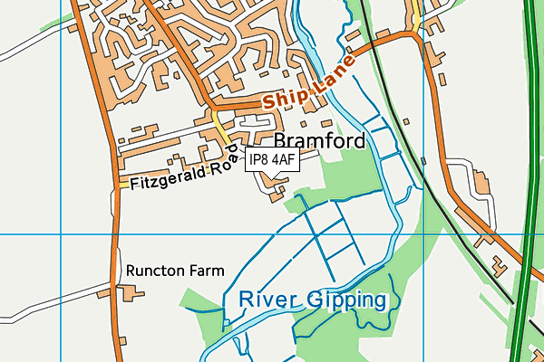 IP8 4AF map - OS VectorMap District (Ordnance Survey)