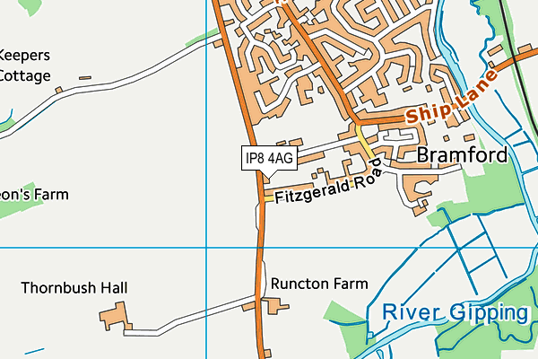 IP8 4AG map - OS VectorMap District (Ordnance Survey)