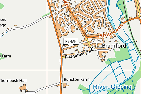 Bramford Church of England Voluntary Controlled Primary School map (IP8 4AH) - OS VectorMap District (Ordnance Survey)
