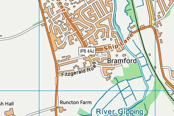 IP8 4AJ map - OS VectorMap District (Ordnance Survey)