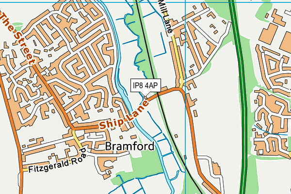 IP8 4AP map - OS VectorMap District (Ordnance Survey)