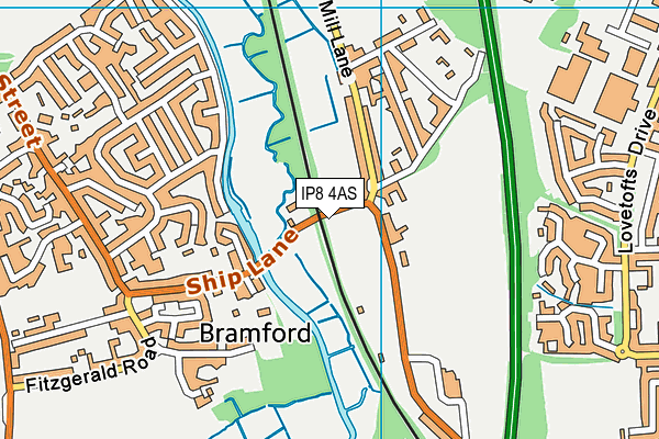 IP8 4AS map - OS VectorMap District (Ordnance Survey)