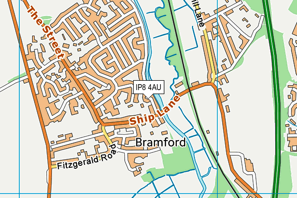 IP8 4AU map - OS VectorMap District (Ordnance Survey)