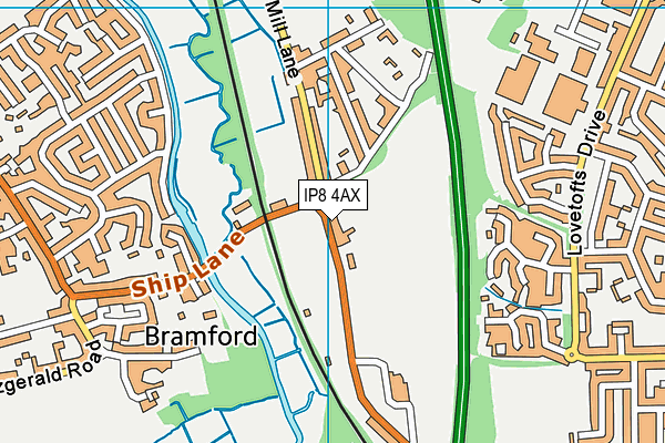 IP8 4AX map - OS VectorMap District (Ordnance Survey)