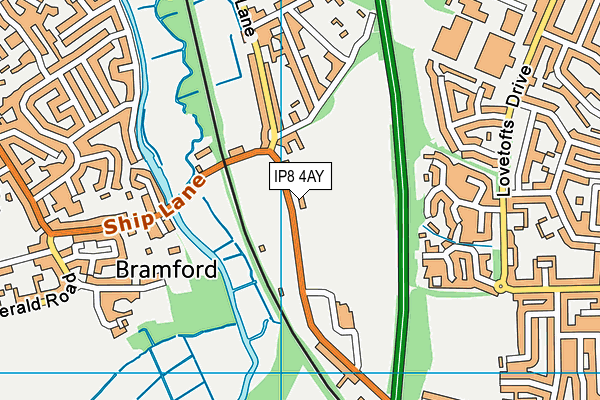 IP8 4AY map - OS VectorMap District (Ordnance Survey)