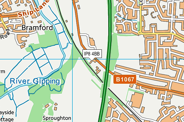 IP8 4BB map - OS VectorMap District (Ordnance Survey)