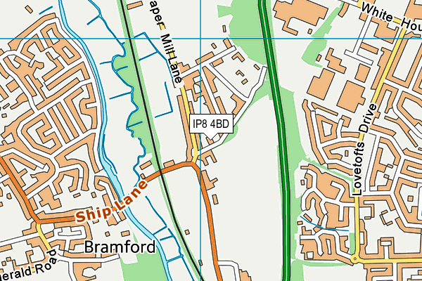 IP8 4BD map - OS VectorMap District (Ordnance Survey)