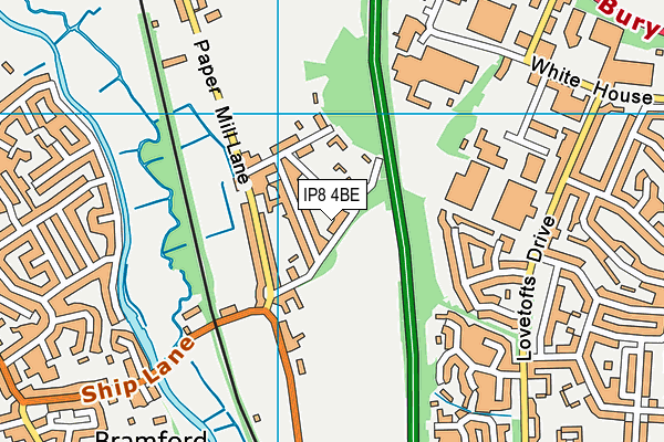 IP8 4BE map - OS VectorMap District (Ordnance Survey)