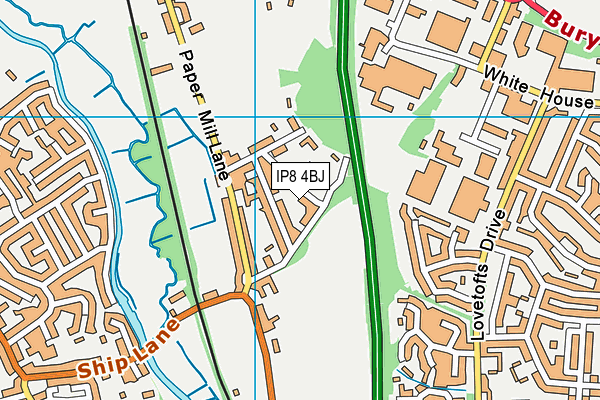 IP8 4BJ map - OS VectorMap District (Ordnance Survey)