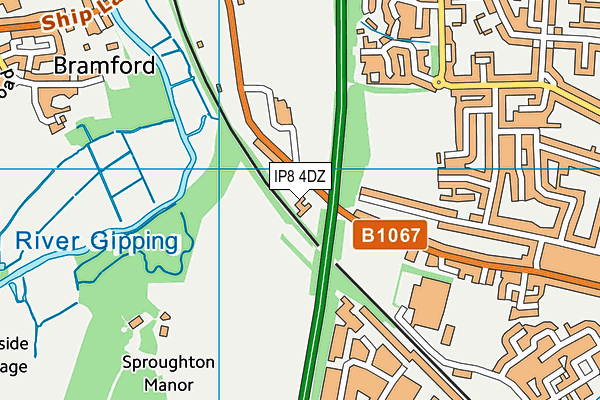 IP8 4DZ map - OS VectorMap District (Ordnance Survey)