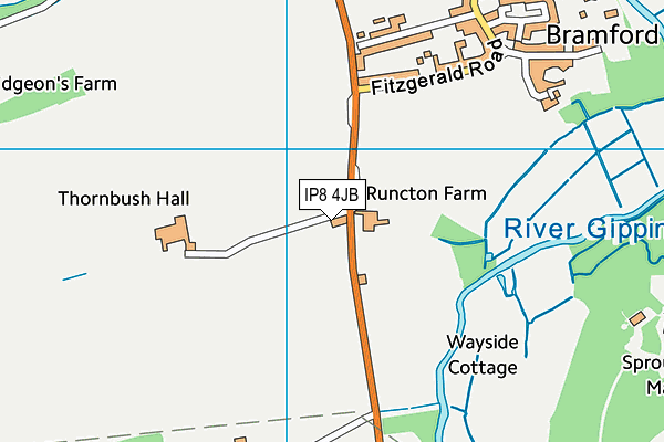 IP8 4JB map - OS VectorMap District (Ordnance Survey)