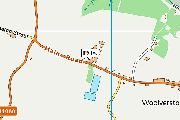 IP9 1AJ map - OS VectorMap District (Ordnance Survey)