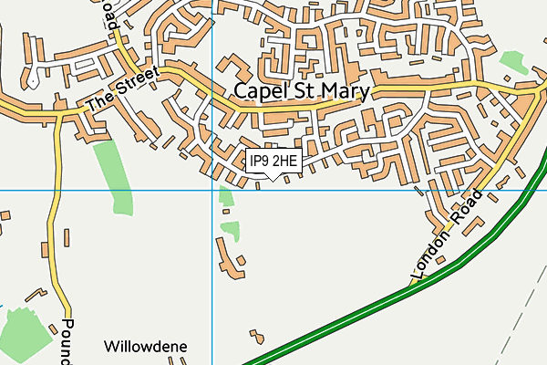 IP9 2HE map - OS VectorMap District (Ordnance Survey)