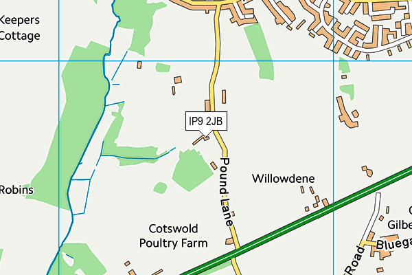 IP9 2JB map - OS VectorMap District (Ordnance Survey)