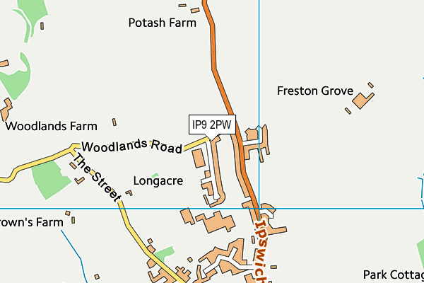 IP9 2PW map - OS VectorMap District (Ordnance Survey)