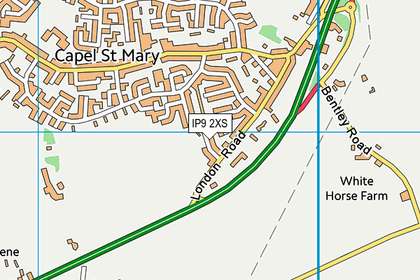 Capel St Mary Playing Fields map (IP9 2XS) - OS VectorMap District (Ordnance Survey)