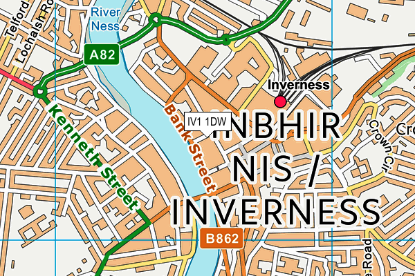 IV1 1DW map - OS VectorMap District (Ordnance Survey)