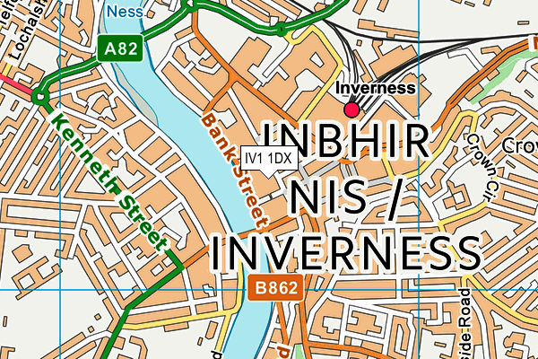 IV1 1DX map - OS VectorMap District (Ordnance Survey)