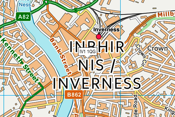 IV1 1QG map - OS VectorMap District (Ordnance Survey)