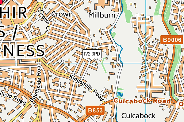 IV2 3PD map - OS VectorMap District (Ordnance Survey)