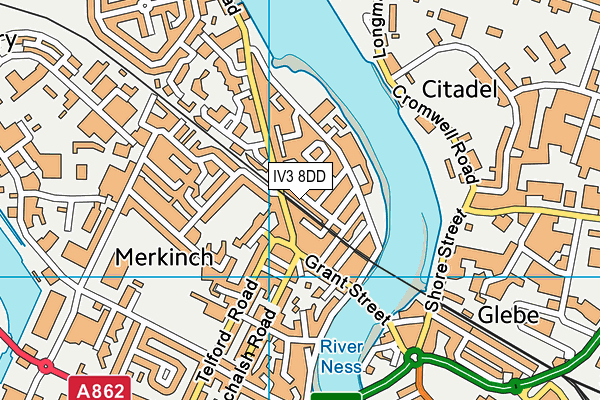 IV3 8DD map - OS VectorMap District (Ordnance Survey)