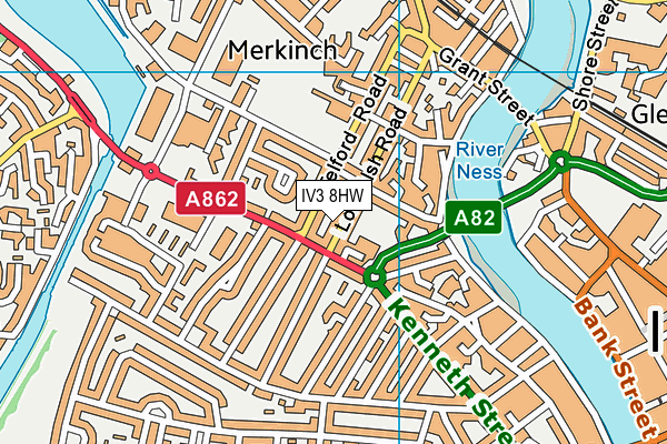 IV3 8HW map - OS VectorMap District (Ordnance Survey)