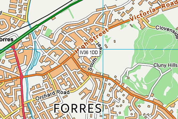 IV36 1DD map - OS VectorMap District (Ordnance Survey)