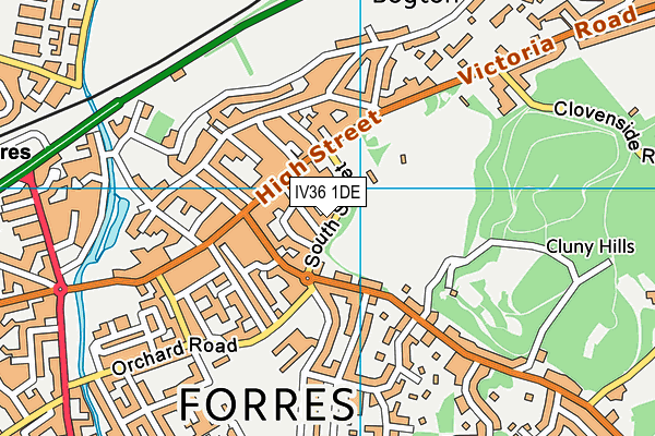 IV36 1DE map - OS VectorMap District (Ordnance Survey)