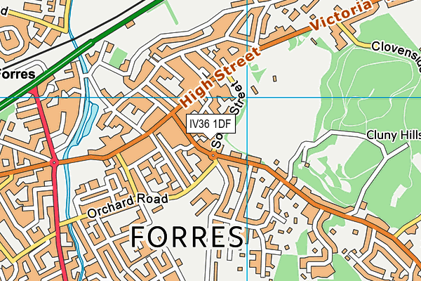 IV36 1DF map - OS VectorMap District (Ordnance Survey)