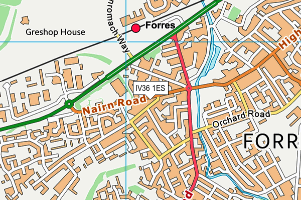 IV36 1ES map - OS VectorMap District (Ordnance Survey)