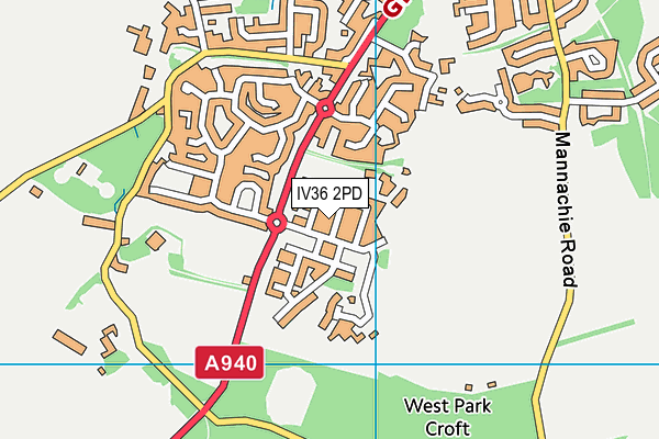 IV36 2PD map - OS VectorMap District (Ordnance Survey)