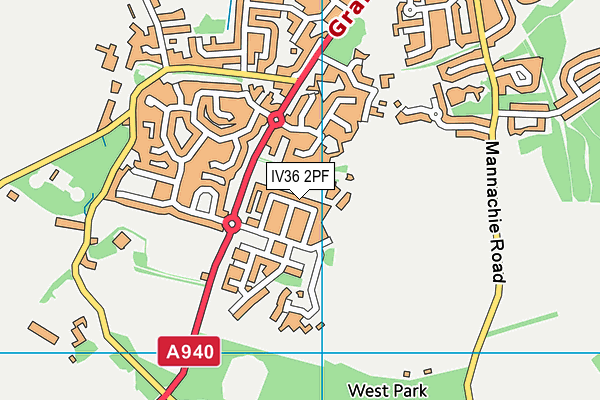 IV36 2PF map - OS VectorMap District (Ordnance Survey)