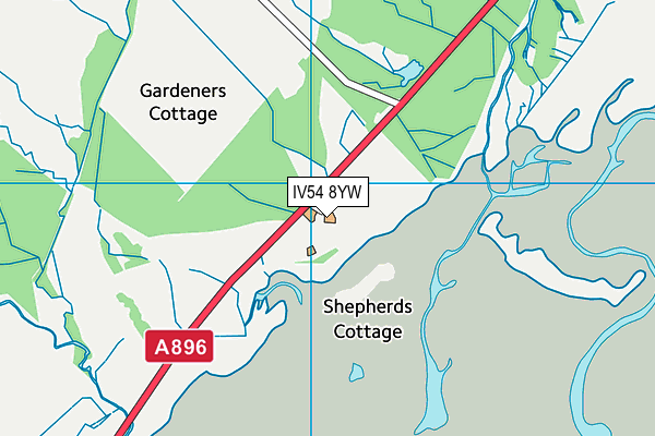 IV54 8YW map - OS VectorMap District (Ordnance Survey)