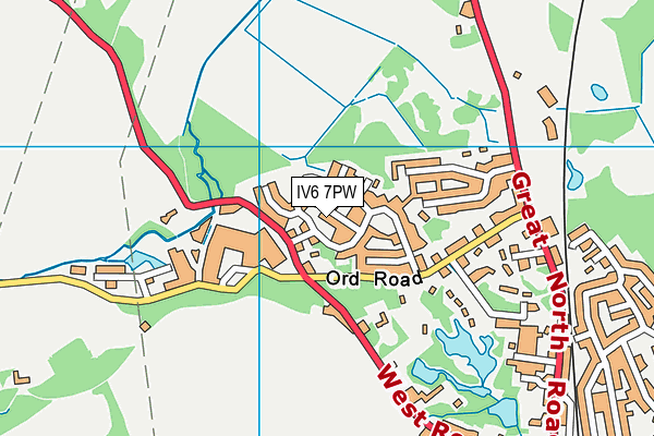 IV6 7PW map - OS VectorMap District (Ordnance Survey)