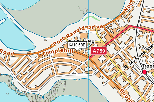 KA10 6BE map - OS VectorMap District (Ordnance Survey)