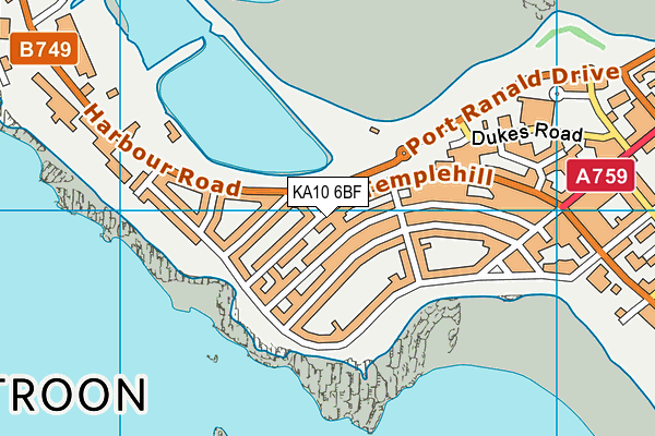 KA10 6BF map - OS VectorMap District (Ordnance Survey)