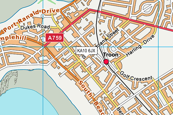 KA10 6JX map - OS VectorMap District (Ordnance Survey)