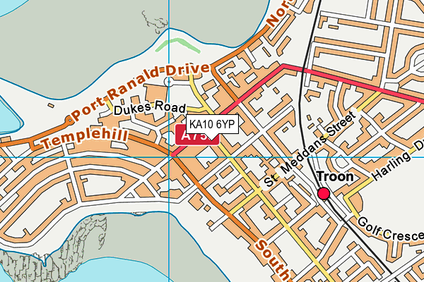 KA10 6YP map - OS VectorMap District (Ordnance Survey)