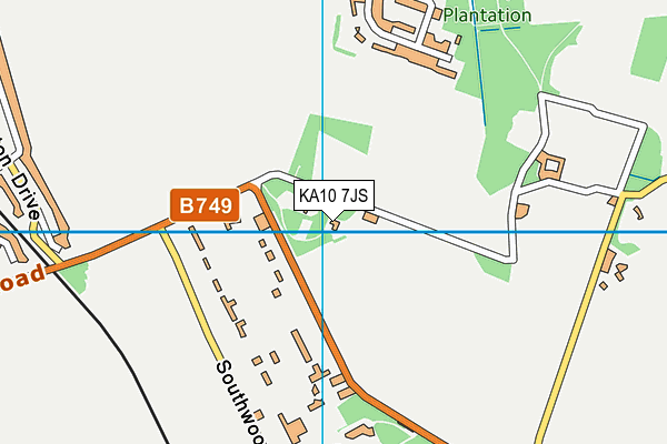 KA10 7JS map - OS VectorMap District (Ordnance Survey)