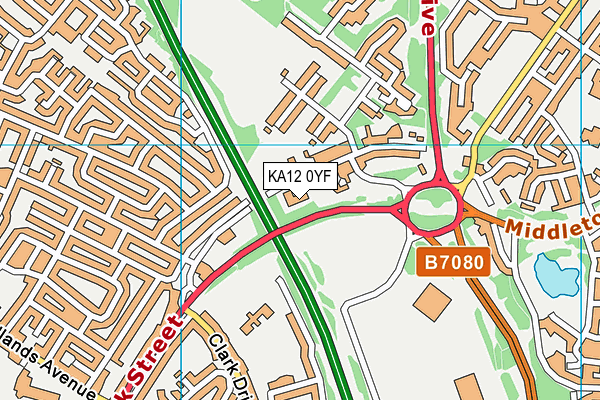 KA12 0YF map - OS VectorMap District (Ordnance Survey)