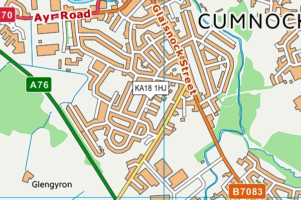 KA18 1HJ map - OS VectorMap District (Ordnance Survey)