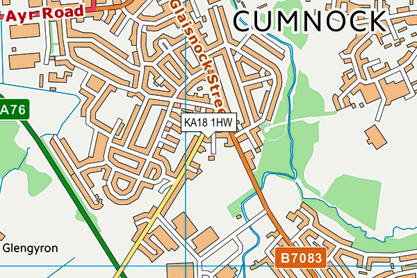 KA18 1HW map - OS VectorMap District (Ordnance Survey)