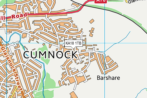 KA18 1TB map - OS VectorMap District (Ordnance Survey)