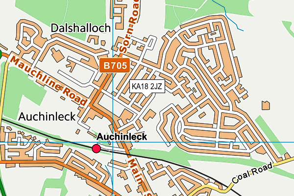 KA18 2JZ map - OS VectorMap District (Ordnance Survey)