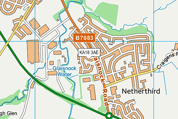 KA18 3AE map - OS VectorMap District (Ordnance Survey)
