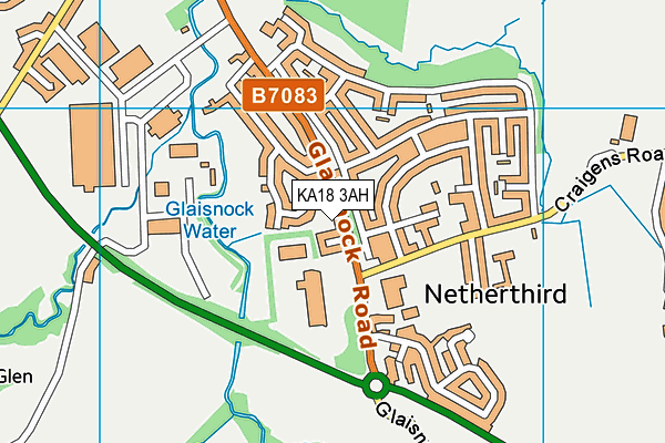 KA18 3AH map - OS VectorMap District (Ordnance Survey)