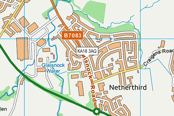 KA18 3AQ map - OS VectorMap District (Ordnance Survey)