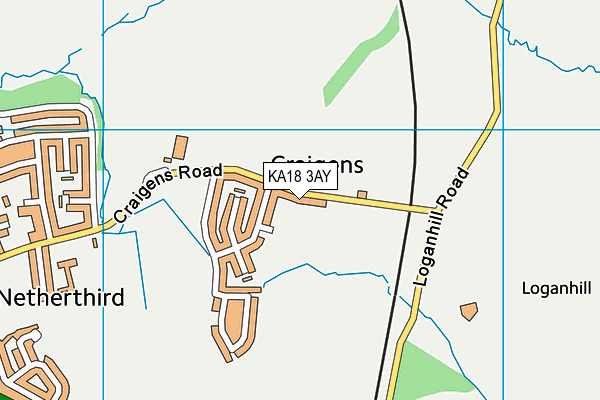 KA18 3AY map - OS VectorMap District (Ordnance Survey)