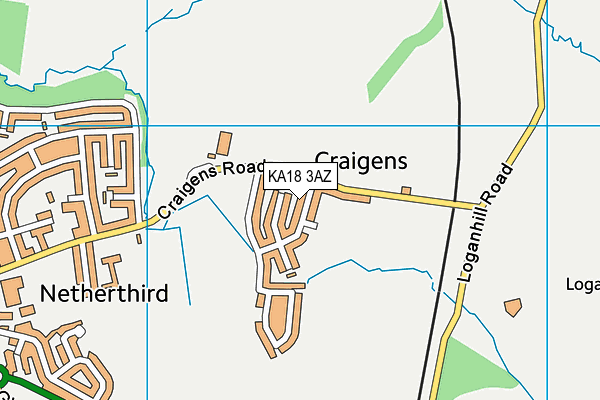 KA18 3AZ map - OS VectorMap District (Ordnance Survey)